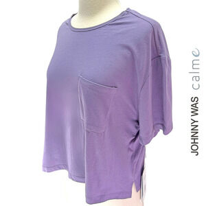 Johnny Was Calme NWT Boxy Pocket Tee Cotton Lavender Purple Medium